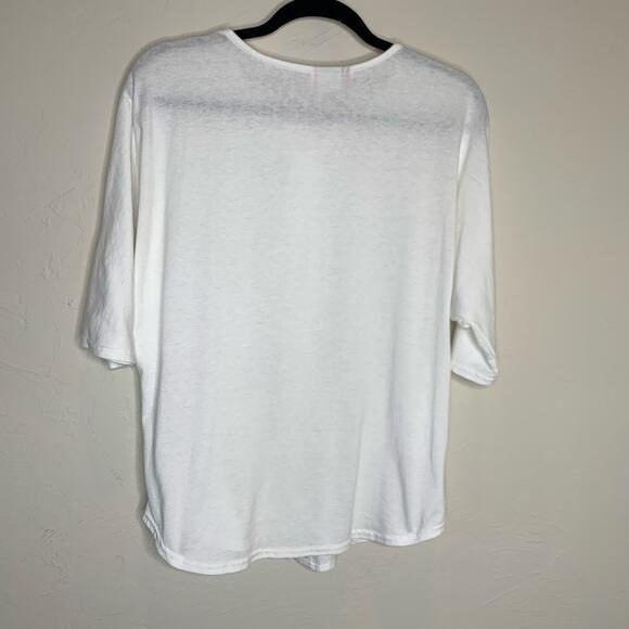 Vintage Jersey Top White Button Front w Large Buttons Hearts Sz Medium - Picture 6 of 9